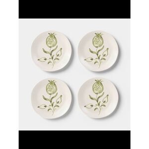 4pk 6" Green Hand Painted Stoneware Aralia Appetizer Plates - Threshold™